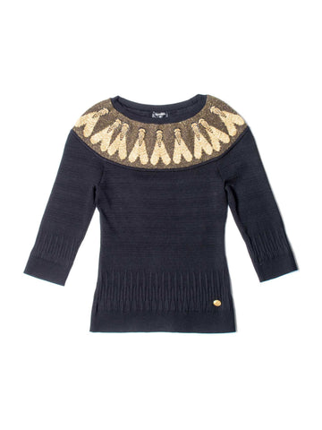 Top Quality Chanel CC Logo Scarab Beetle Knit Sweater Black