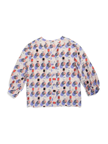 Top Quality Chanel CC Logo Silk Beach Motif Blouse Pink