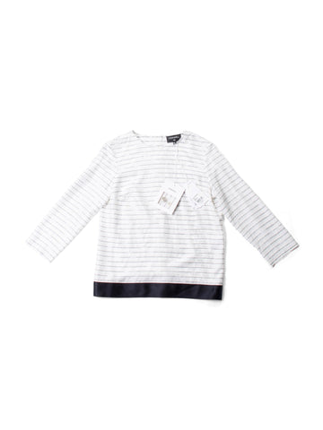 Top Quality Chanel CC Logo Silk Blouse Black White