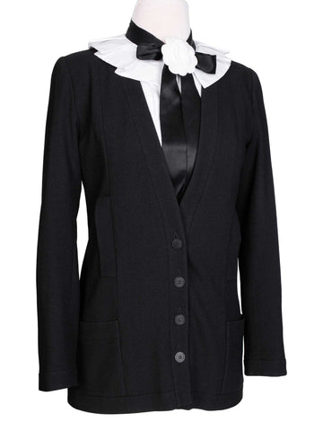 Top Quality Chanel CC Logo Tweed Fitted Jacket Black