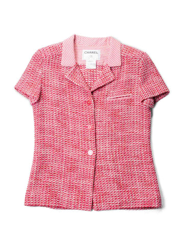 Top Quality Chanel CC Logo Tweed Jacket Shorts 2 Piece Set Red