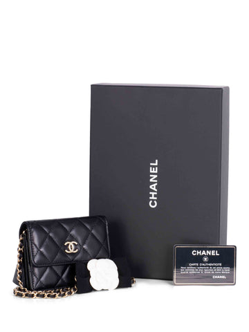 Top Quality Chanel CC Quilted Leather Mini Camellia Flap Messenger Bag Black