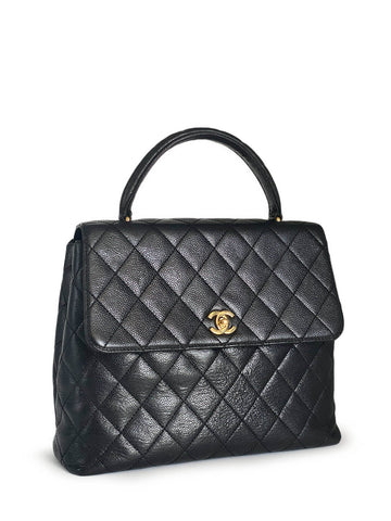 Top Quality Chanel Caviar Quilted Large Coco Handle Flap Bag Black
