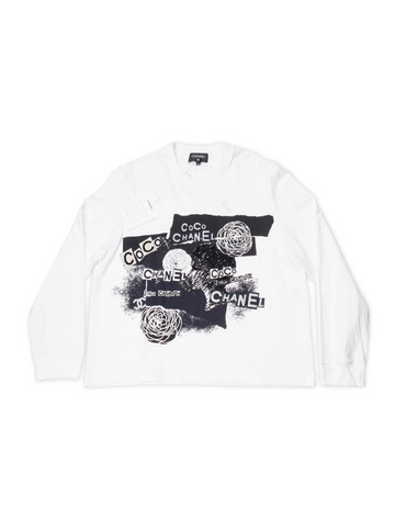Top Quality Chanel Cotton Sequin CC Logo Shirt White Black