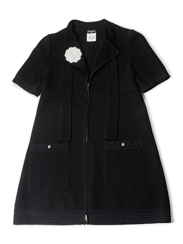 Top Quality Chanel Cotton Tweed Camellia Mini Dress Black