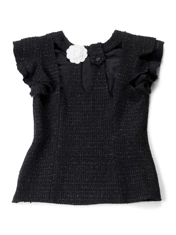 Top Quality Chanel Fantasy Tweed Ruffle Top Black
