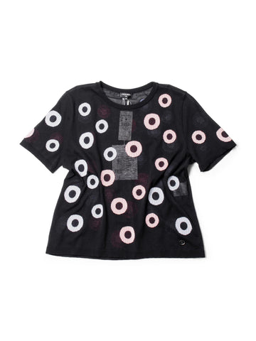 Top Quality Chanel La Pausa 19C Cotton Polka Dot Striped Top Black
