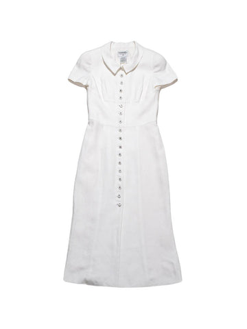 Top Quality Chanel Linen Button Down Dress White