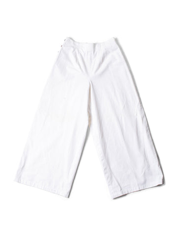 Top Quality Chanel Logo High Wasted Wide Sailor Pants White