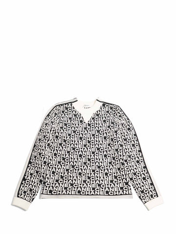 Top Quality Chanel Logo Knit Zipper Sweater Black White