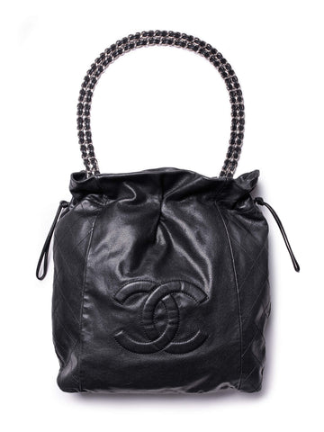 Top Quality Chanel Quilted Caviar Leather CC Logo Large Bag Black