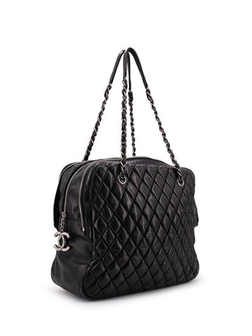 Top Quality Chanel Quilted Leather CC Logo Large Bag Black