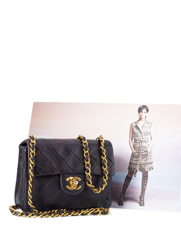 Top Quality Chanel Quilted Leather Mini Flap Bag Brown