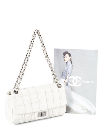 Top Quality Chanel Square Quilted Leather Medium Reissue Flap Bag White