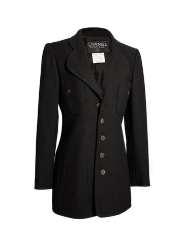 Top Quality Chanel Tweed Fitted Jacket Black