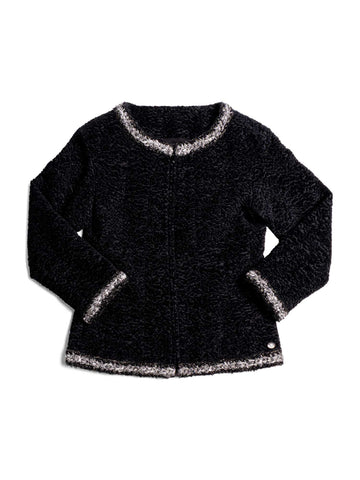 Top Quality Chanel Tweed Fringe Fitted Jacket Black