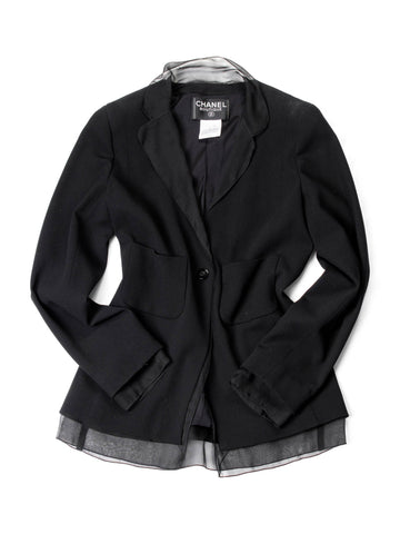 Top Quality Chanel Wool CC Logo Fitted Jacket Black