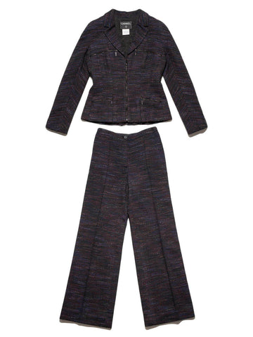 Top Quality Chanel Wool Tweed Pant Suit Set Multicolor