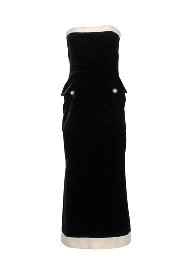 Top Quality Chanel - Black & Cream Strapless Pocket Gown Sz 6