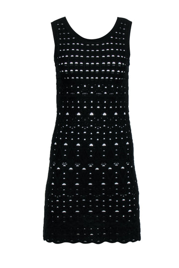 Top Quality Chanel - Black Knit Overlay Sleeveless Mini A-Line Dress Sz 4