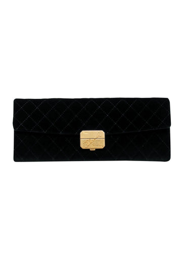Top Quality Chanel - Black Velvet Quilted Clutch
