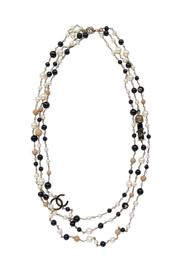 Top Quality Chanel - Black, White & Tan Faux Pearl Layered 100th Anniversary Necklace