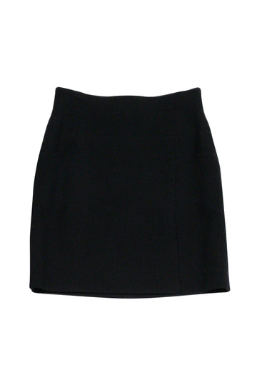 Top Quality Chanel - Black Wool Pencil Skirt Sz 12
