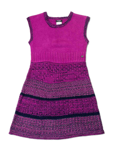 Top Quality Chanel CC Logo Knitted Sparkly Dress Purple