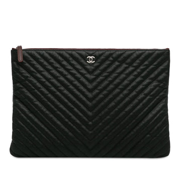 Top Quality Chanel Large Caviar Chevron Flat Cosmetic Case (SHG-F6hVIo)