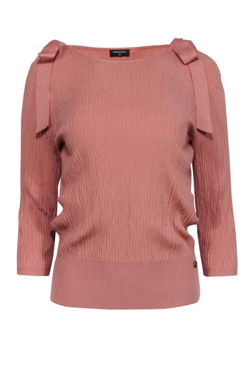 Top Quality Chanel - Mauve Pink Ribbed Knit Top Sz 6