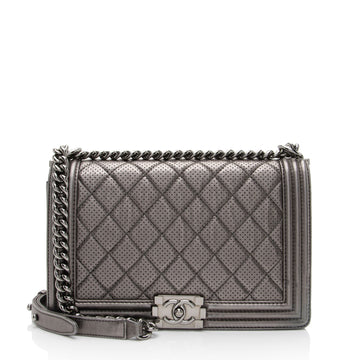 Top Quality Chanel Metallic Perforated Lambskin New Medium Boy Bag (SHF-hpWTCx)
