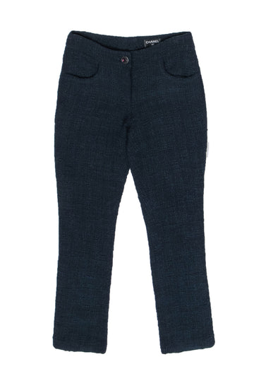 Top Quality Chanel – Navy Straight Leg Tweed Pants Sz 34