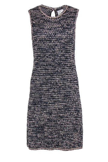 Top Quality Chanel - Pink & Blue Knit Marbled Tweed Sheath Dress Sz 10