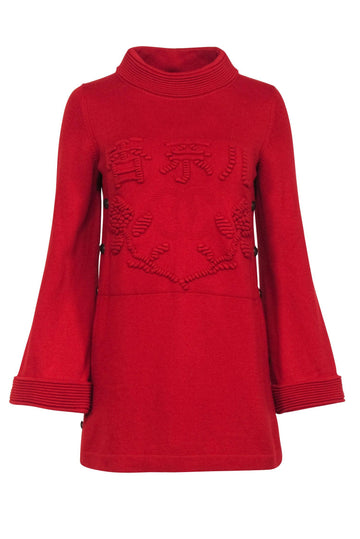 Top Quality Chanel - Red Cashmere Paris Shanghai Collection Sweater Sz 2