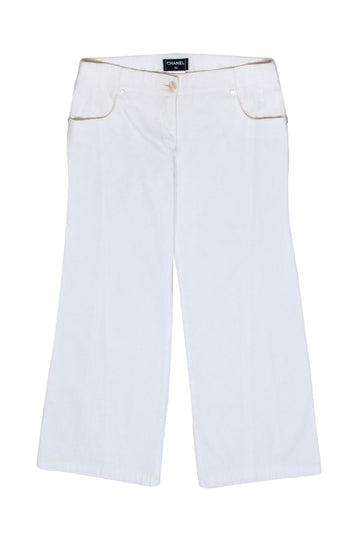 Top Quality Chanel - White Cropped Denim Pants Sz 8