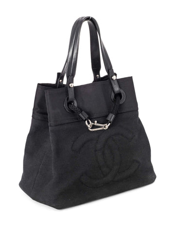 Top Quality Chanel XL Timeless Beach Drawstring Rope Bag Black Blue
