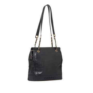 Black Top Quality Chanel Caviar Chain Tote