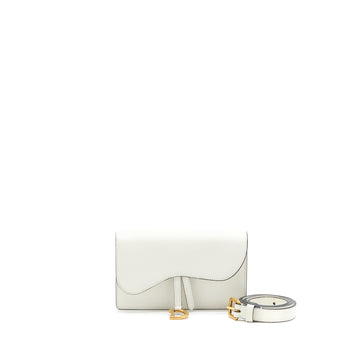 Top quality Dior Saddle Belt Pouch Calfskin White