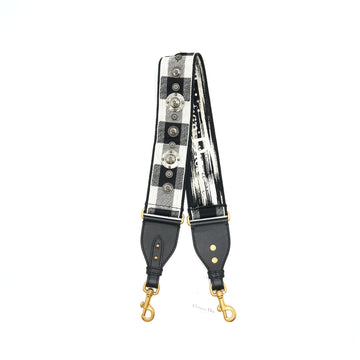 Top quality Dior Shoulder strap Black/ White with Metal Medallions