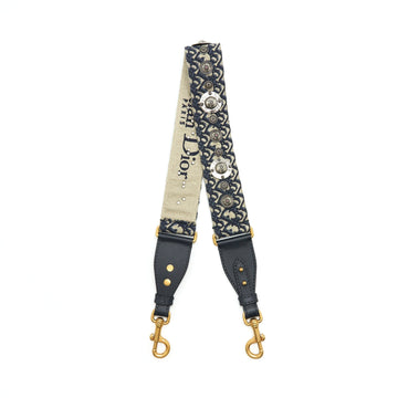 Top quality Dior Shoulder strap Blue Oblique Embroidery with Metal Medallions