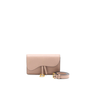 Top quality Dior Saddle Belt Pouch Grained Calfskin Dark Beige