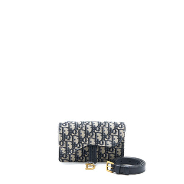 Top quality Dior Saddle Belt Bag Blue Oblique Jacquard Canvas