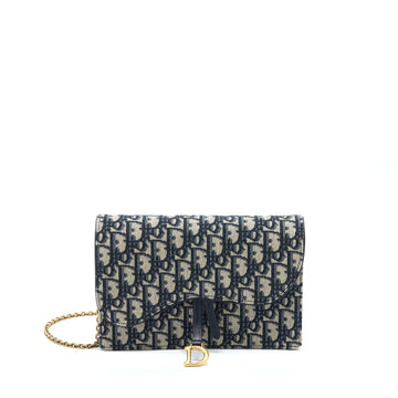 Top quality Dior Saddle Pouch With Chain Blue Top quality Dior Oblique Jacquard