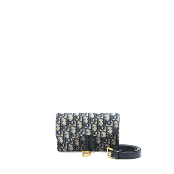 Top quality Dior Saddle Belt Pouch Blue Oblique Jacquard Brushed