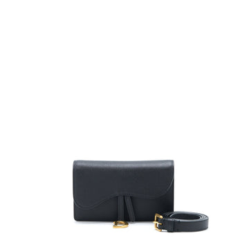 Top quality Dior Saddle Belt Pouch Grained Calfskin Black