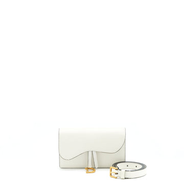 Top quality Dior Saddle Belt Bag Grained Calfskin White