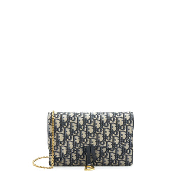 Top quality Dior Saddle Pouch With Chain Blue Top quality Dior Oblique Jacquard
