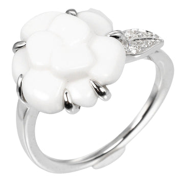 Top Quality Chanel Camellia Ring K18WG Ceramic Diamond