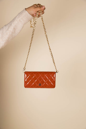 Louis Vuitton Top Quality Chanel Burnt Orange   Wallet with Chain