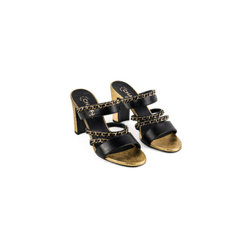 Top Quality Chanel Black/Gold Chain Heels